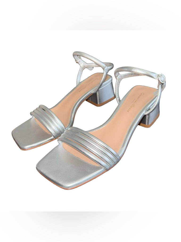 Gianvito Rossi Silver Leather Strappy Heel Sandal Sz 38 / Womens 8